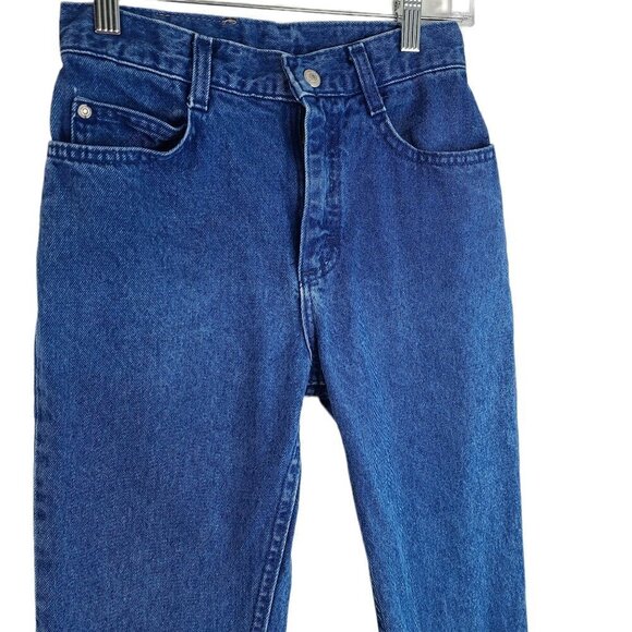 Vintage 80s Lee Indigo Wash High Waist Tapered Ankle Zip  Mom Jeans - Picture 2 of 6